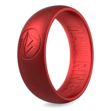 Fashionable and sophisticated red metal silicone ring is ideal for stylish men to show off at chic events.