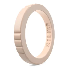 Elegant stackable silicone ring women champagne pink comfortable and breathable wearing alone or mix and match.