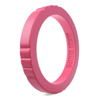 Elegant stackable silicone ring women pink strawberry comfortable and breathable wearing alone or mix and match.