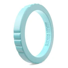 Elegant stackable silicone ring women polar blue comfortable and breathable wearing alone or mix and match.