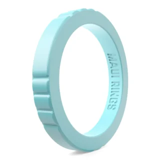 Elegant stackable silicone ring women polar blue comfortable and breathable wearing alone or mix and match.