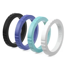 Elegant engagement rings for women stackable rings surf set of 4 thin mix & match rings black, blue, green, white.