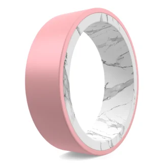 Double-sided two tone silicone ring for women pink, marble safer to wear functional alternative mens rings.