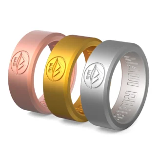 Solid metal set of 3 silicone ring men alternative rings daily-wear engagement rings copper, gold, silver.