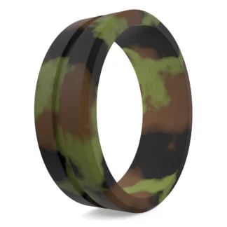 Sport camo silicone ring men comfortable to wear during outdoor activities, hunting, hiking wedding rings for men.