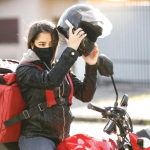 Women biker wearing silicone ring